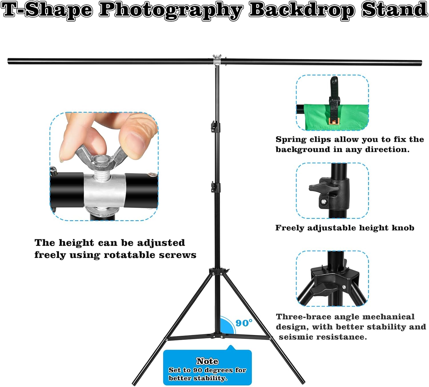 AUCT 19375 - Green Screen Backdrop Kit, 6.5x5 Ft FT T-Shape Stand for Photography - Image 3