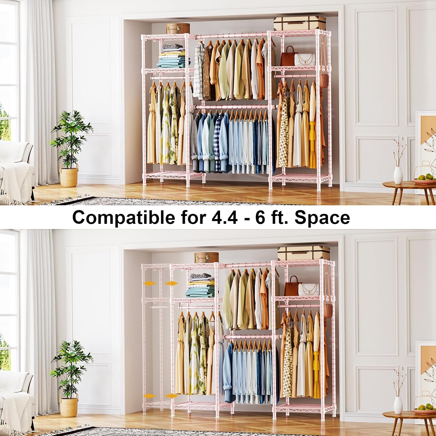 AUCT 19598 - $120 Ulif E7 Garment Rack, Heavy Duty Clothes Storage System with Extendable Rod - Image 4