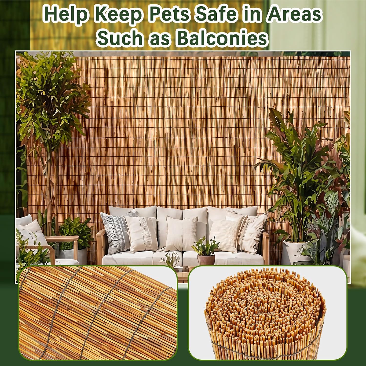AUCT 18196 - $79 Barydat 2 Pcs 4 x 16.4 ft Reed Fence Roller | Privacy Patio Screen Decorative Fences R - Image 3