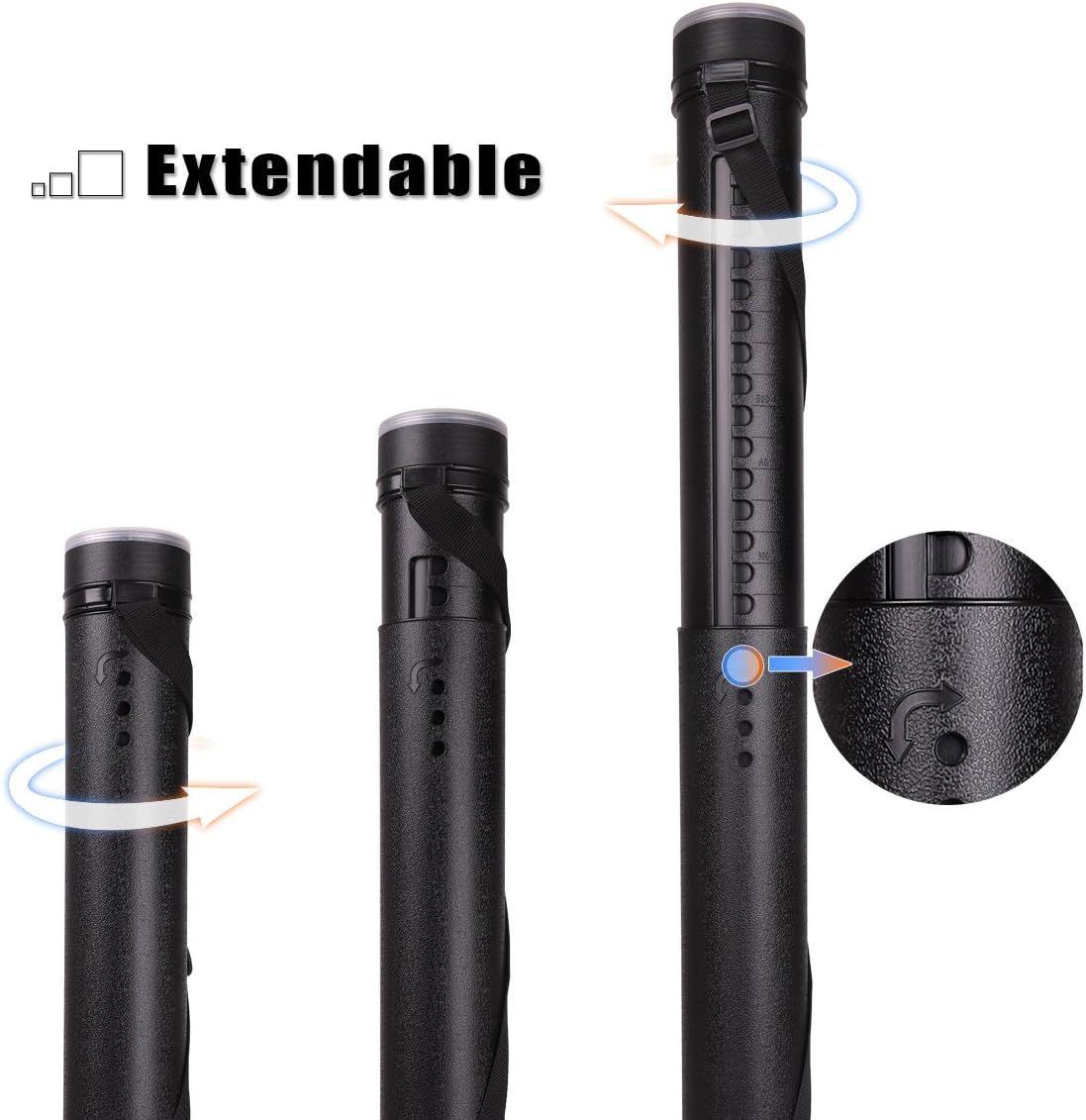 AUCT 18525 - TRANSON Durable Poster Storage Tube with Straps 24"-40" Extendable for Blueprints, Artwork - Image 3