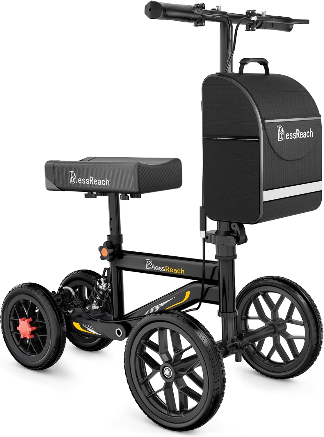 AUCT 18366 - $126 BlessReach All Terrain Knee Walker Scooter for Adults for Foot Injuries | 300lbs Fold