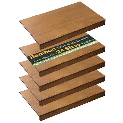 AUCT 18959 - $148 Gashell Wire Shelf Covers, Bamboo Wire Rack Covers for Pantry, Closet (5pcs, 28" W x