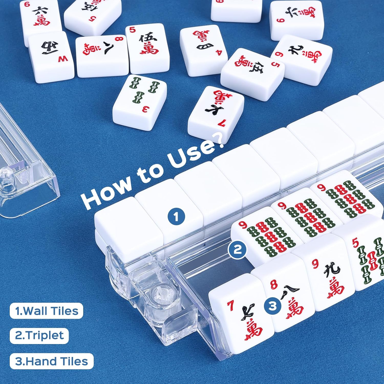 AUCT 18534 - Mahjong Racks with Pushers, 4PCS Mahjong All-in-One Tile Rack and Pusher, Clear Acrylic Am - Image 4