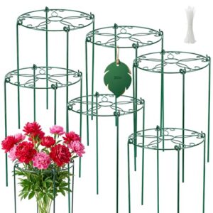 AUCT 18958 - 6 Pack 16 x 30 Inch Peony Cages and Supports, 16" D x 30" H Grow Through Plant Support Gri