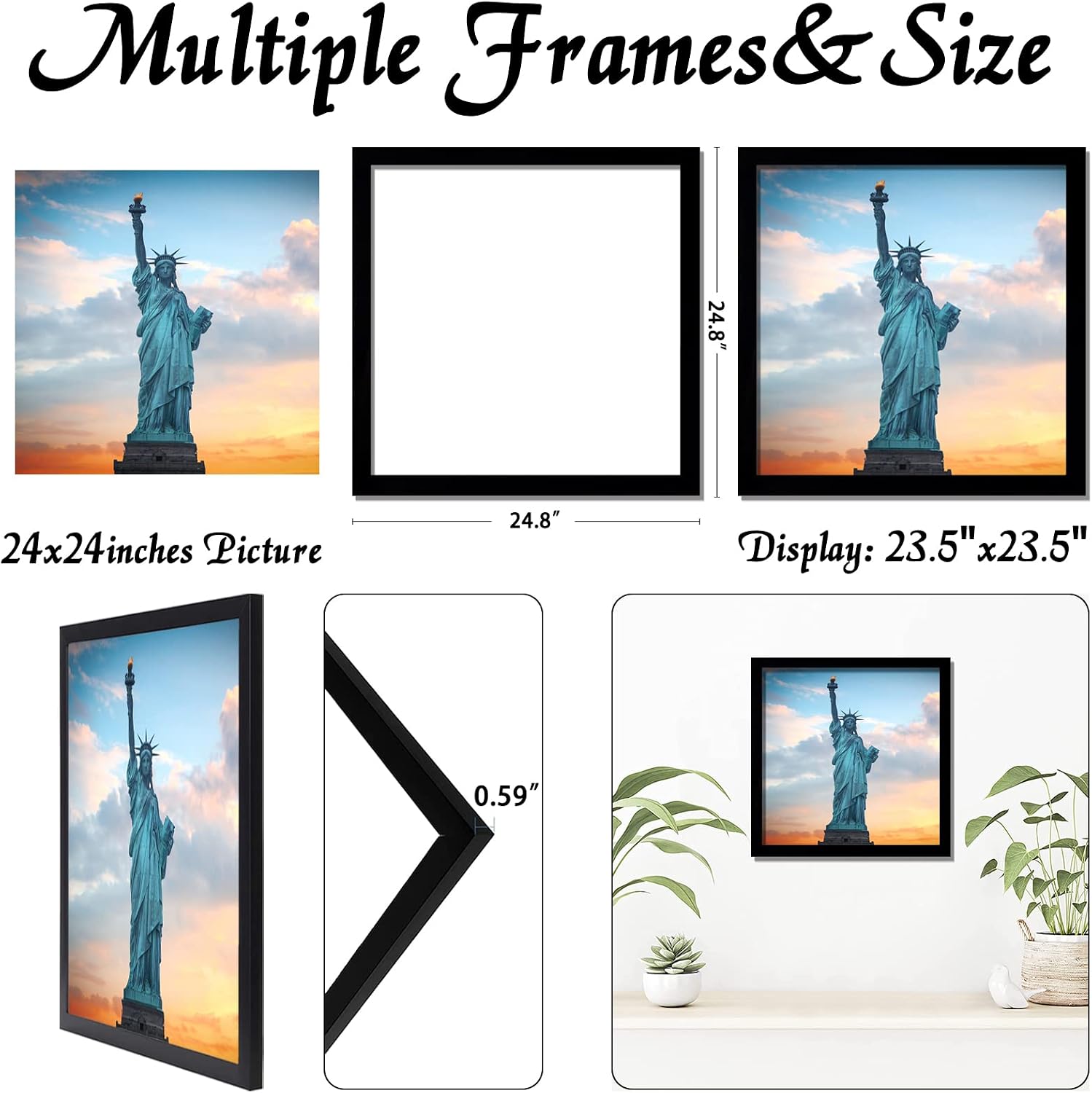 AUCT 19327 - OMAIGAR 24x24 Picture Frame, Lightweight yet Durable Black Photo Frames - Image 3