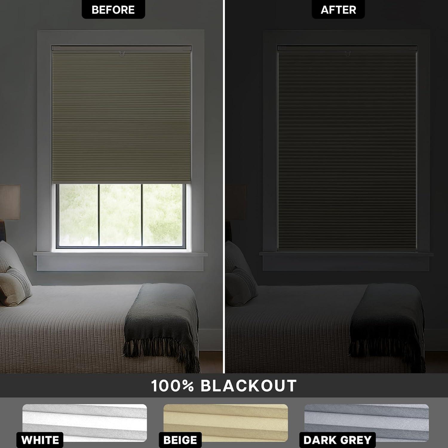 AUCT 19528 - Lazblinds No Drill TDBU Cellular Shades, 31" W x 64" H, White - Image 3
