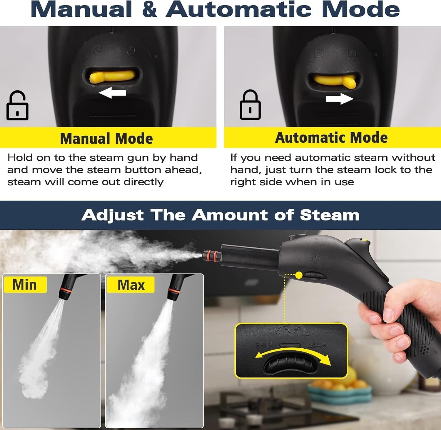 AUCT 18446 - $95 Waitbird Steam Cleaner, Steam Cleaner For Home, Handheld Steamer For Cleaning With 21 - Image 4