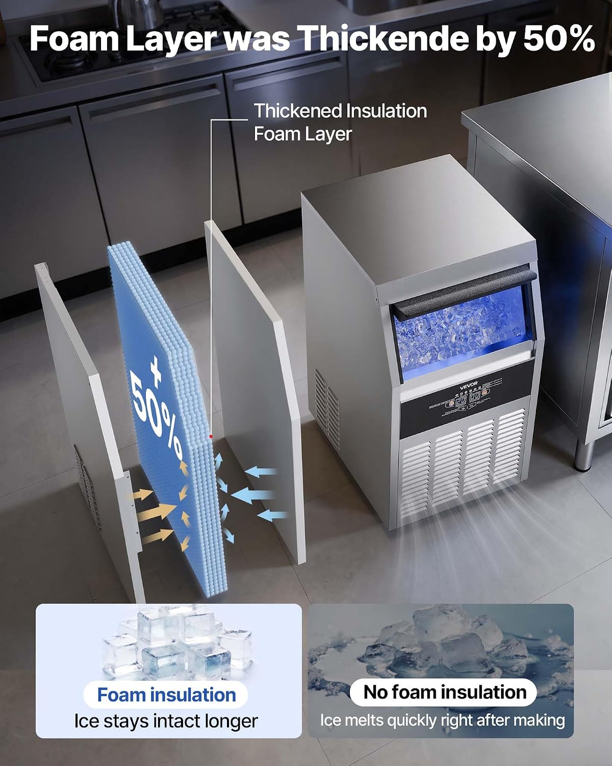 AUCT 17966 - $349 VEVOR Commercial Ice Maker Machine, 130 lbs/24h with 30 lbs Storage Capacity, Built- - Image 3