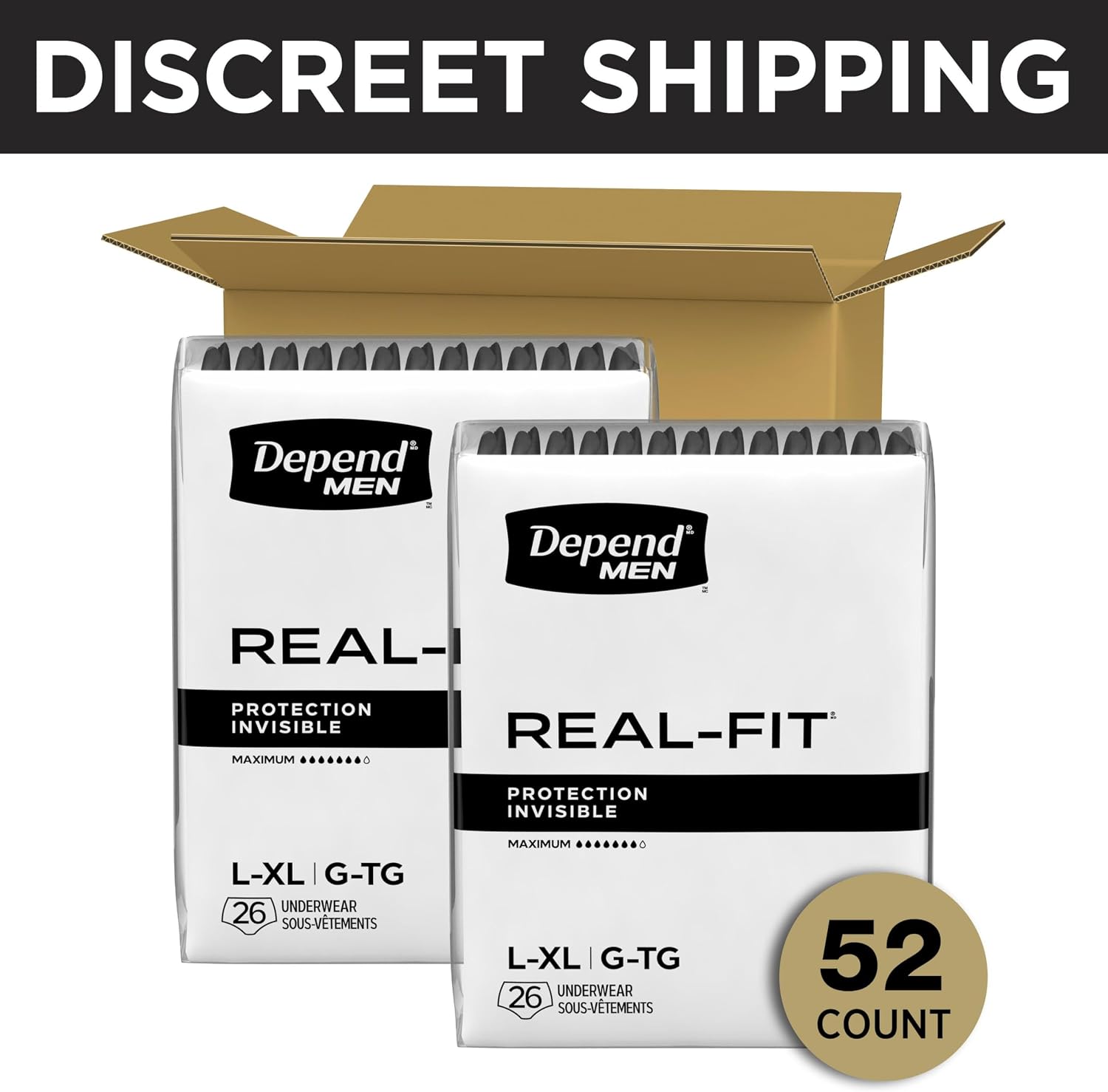 AUCT 18551 - Depend Real Fit Incontinence Underwear for Men, L/XL, 52 Count - Image 2