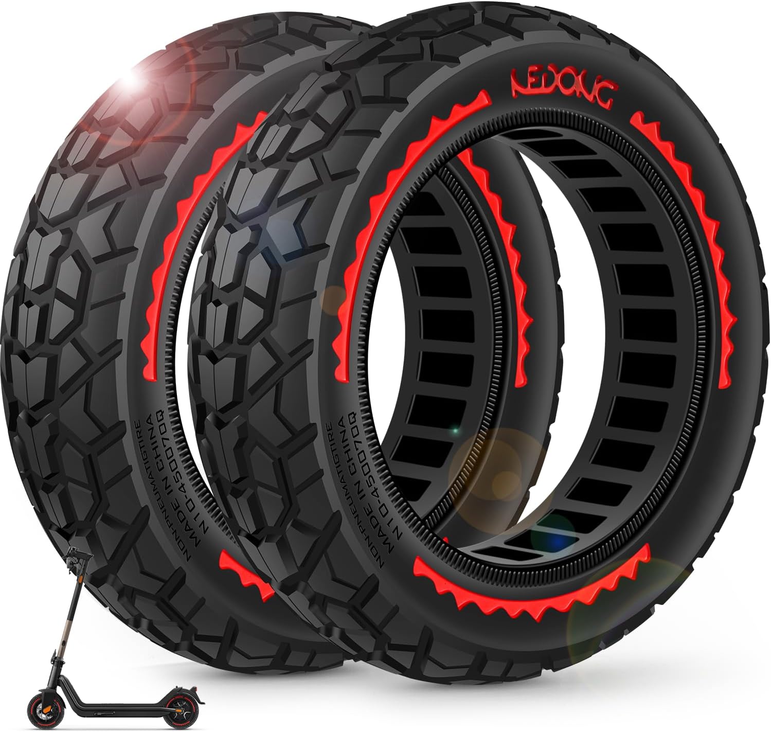 AUCT 20201 - BANGTING 2PCS Upgrade 50/75-6.1 Scooter Off-road Solid Tires, 8.5x2 inches Tires Tubeless