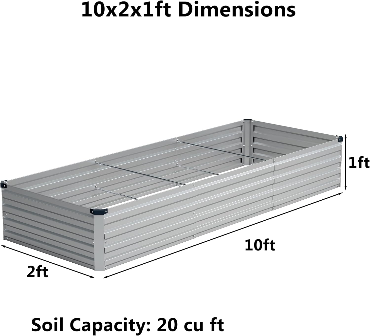 AUCT 19537 - $66 zunatu 10x2x1ft(2 Pack) Galvanized Raised Garden Bed,Outdoor Planter Boxes Metal Patio - Image 2