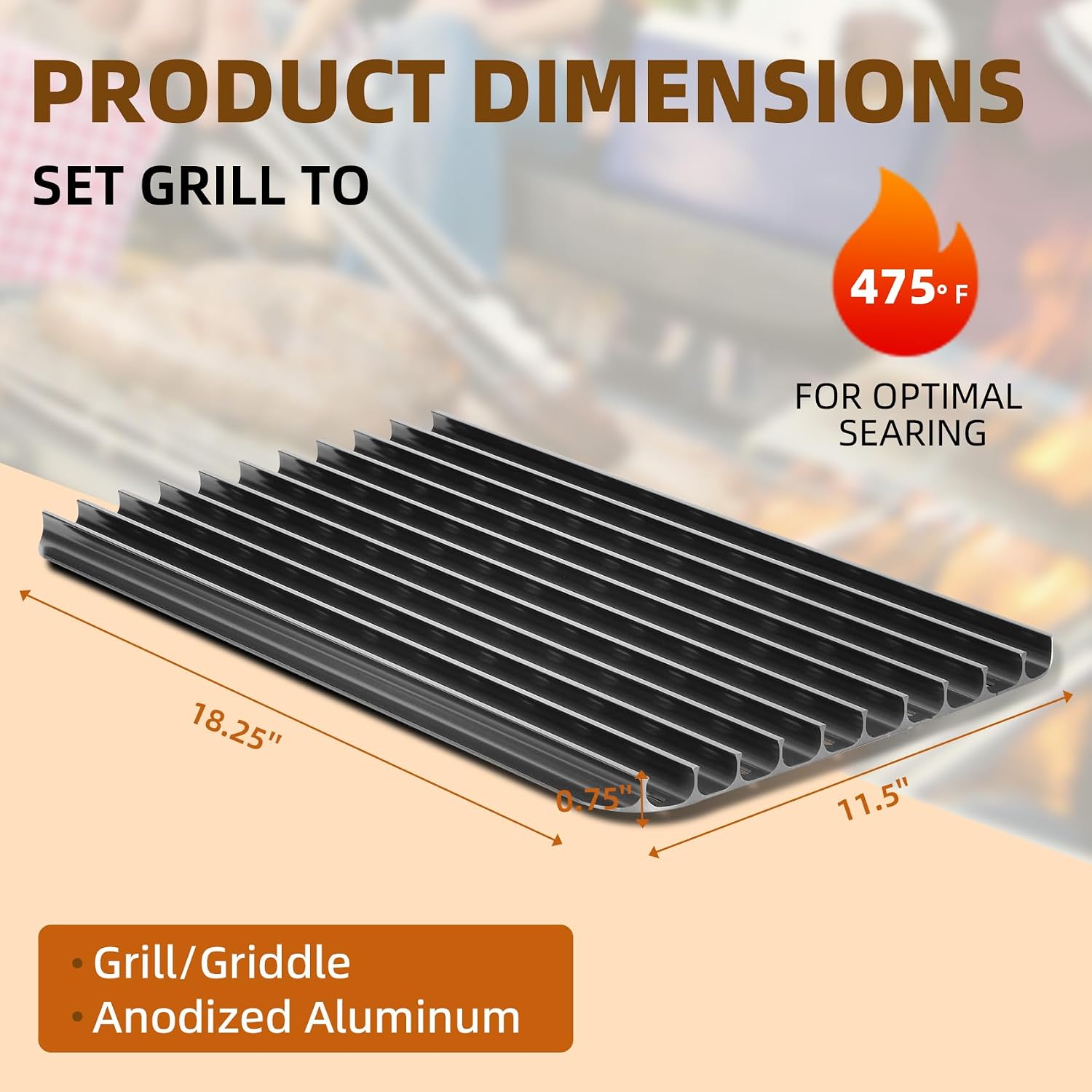 AUCT 18383 - $90 BAC772 18.25'x11.5' Sear Grate Grill Accessory, Reversible Grill Grate Compatible with - Image 4