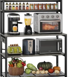 AUCT 18982 - $130 Denkee Large Bakers Rack with Power Outlets, 38 Inch Microwave Stand with Storage, 5-