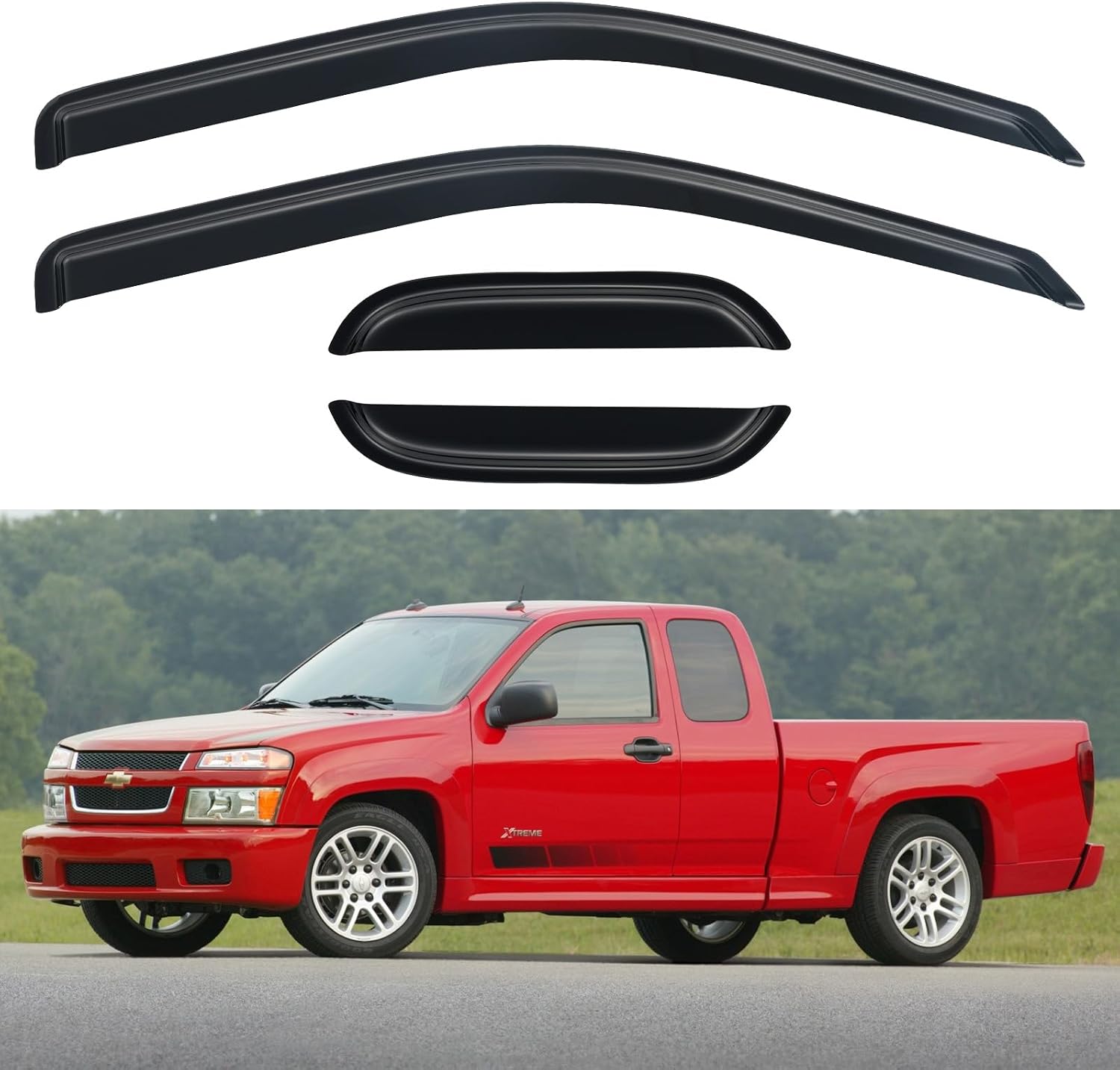 AUCT 20035 - Window Visors Rain Guards for 2004-2012 Chevy Colorado/GMC Canyon Extended