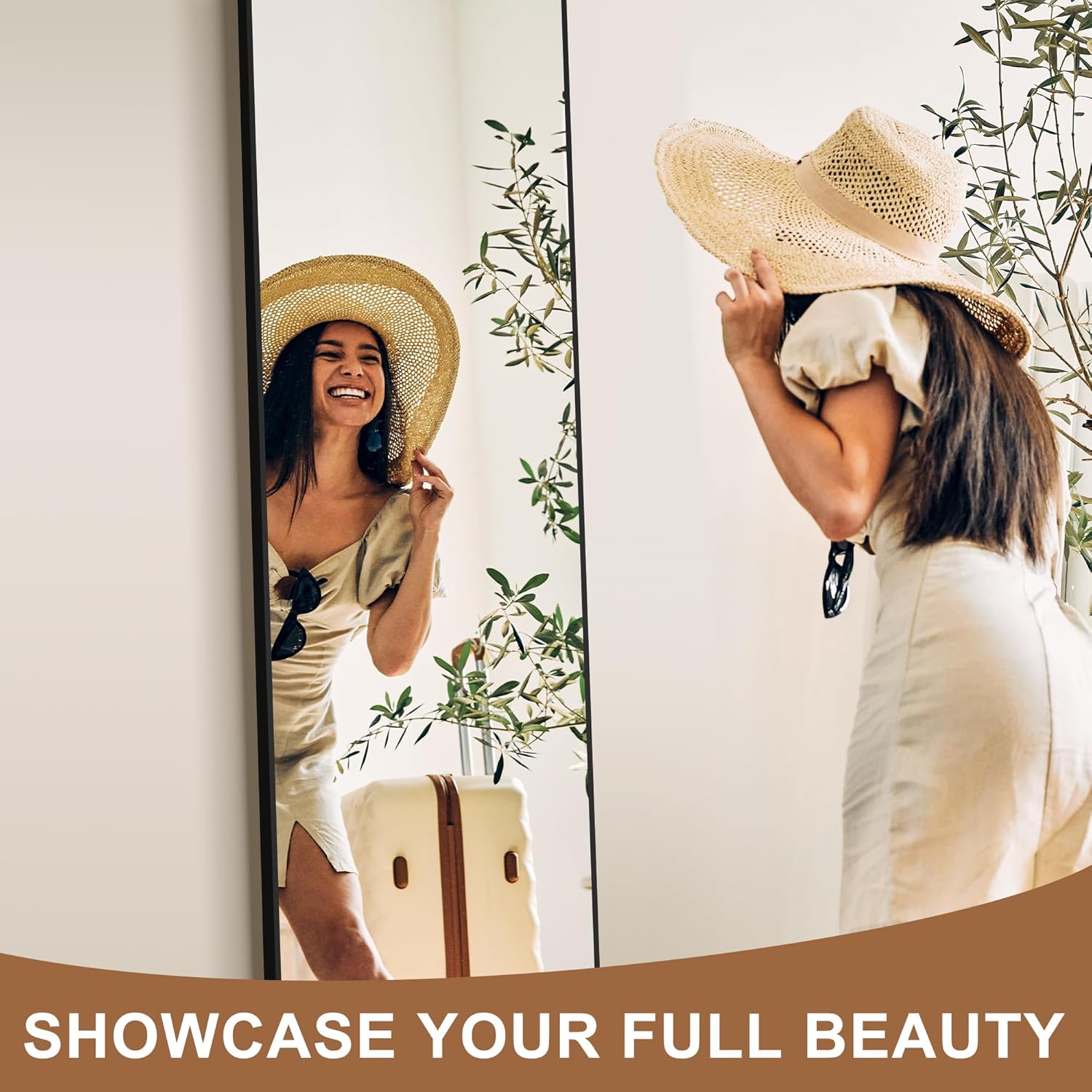 AUCT 18506mm - Arched Full Length Mirror with Stand, Black Floor Mirror | Aluminium alloy frame with HD f - Image 2