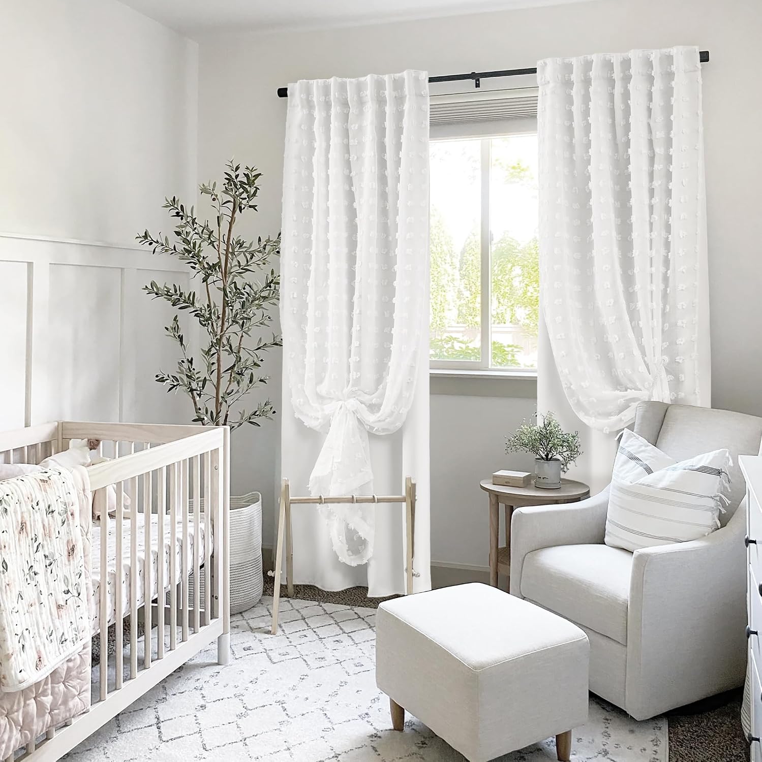 AUCT 19641 - $57 Closet Curtain for Open Closet,Sheer Overlay White Boho Flowy Floor to Ceiling Curtain - Image 3