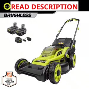 AUCT 18762 - $299 ONE+ HP 18V Brushless 16 in. Cordless Battery Walk Behind Push Lawn Mower with (2) 4.