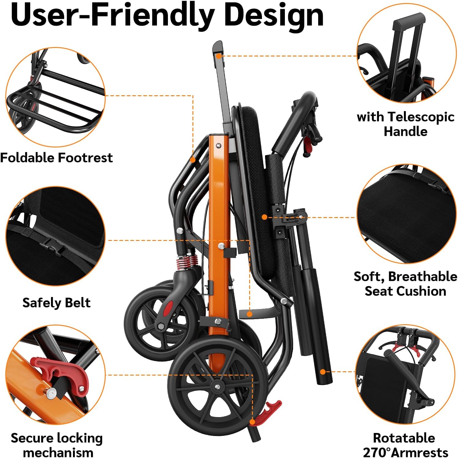 AUCT 18356 - $125 Lightweight Foldable Transport Wheelchair, Portable Travel Wheelchair | Compact Trans - Image 4