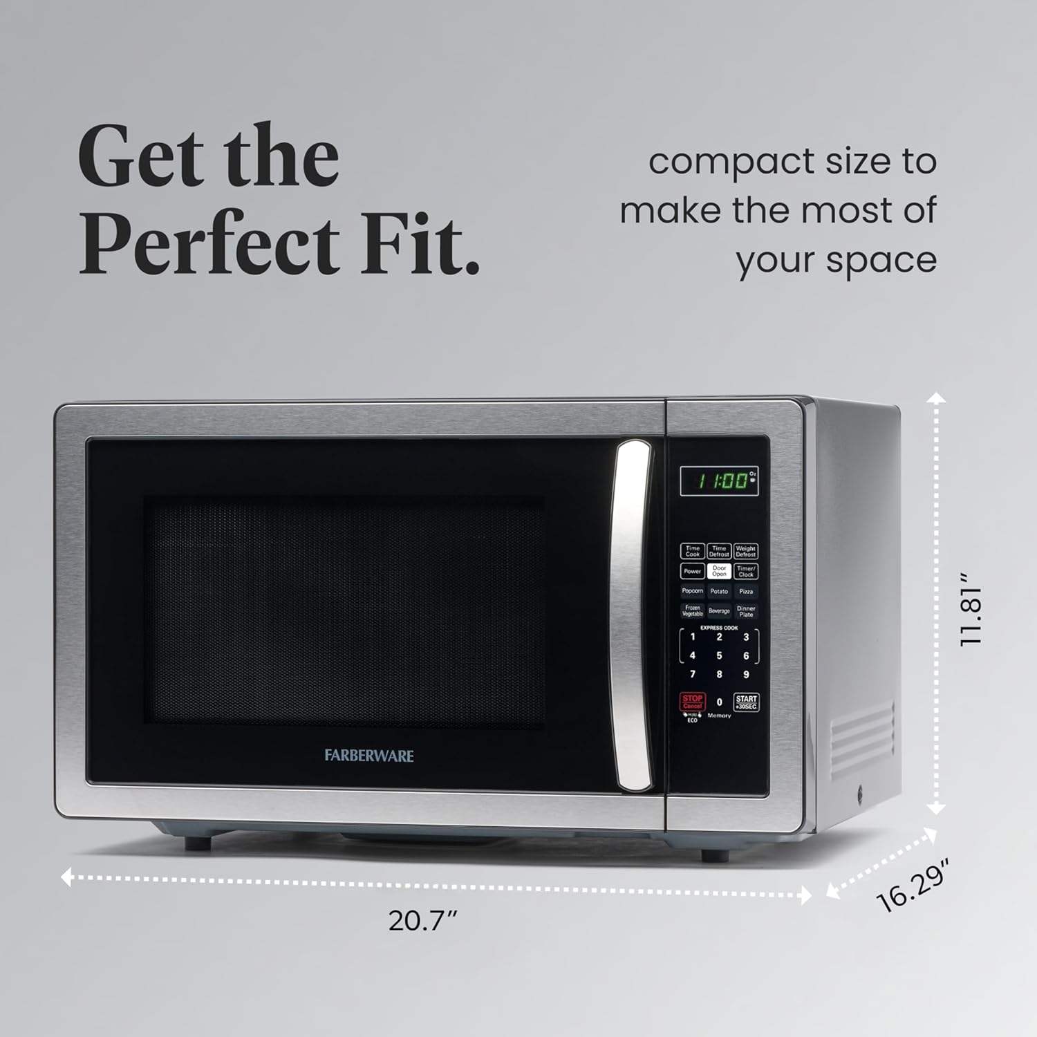 AUCT 19785 - $120 Farberware 1.1 Cu. Ft. Countertop Microwave Oven 1000 Watts Power, Auto Cook Settin - Image 4