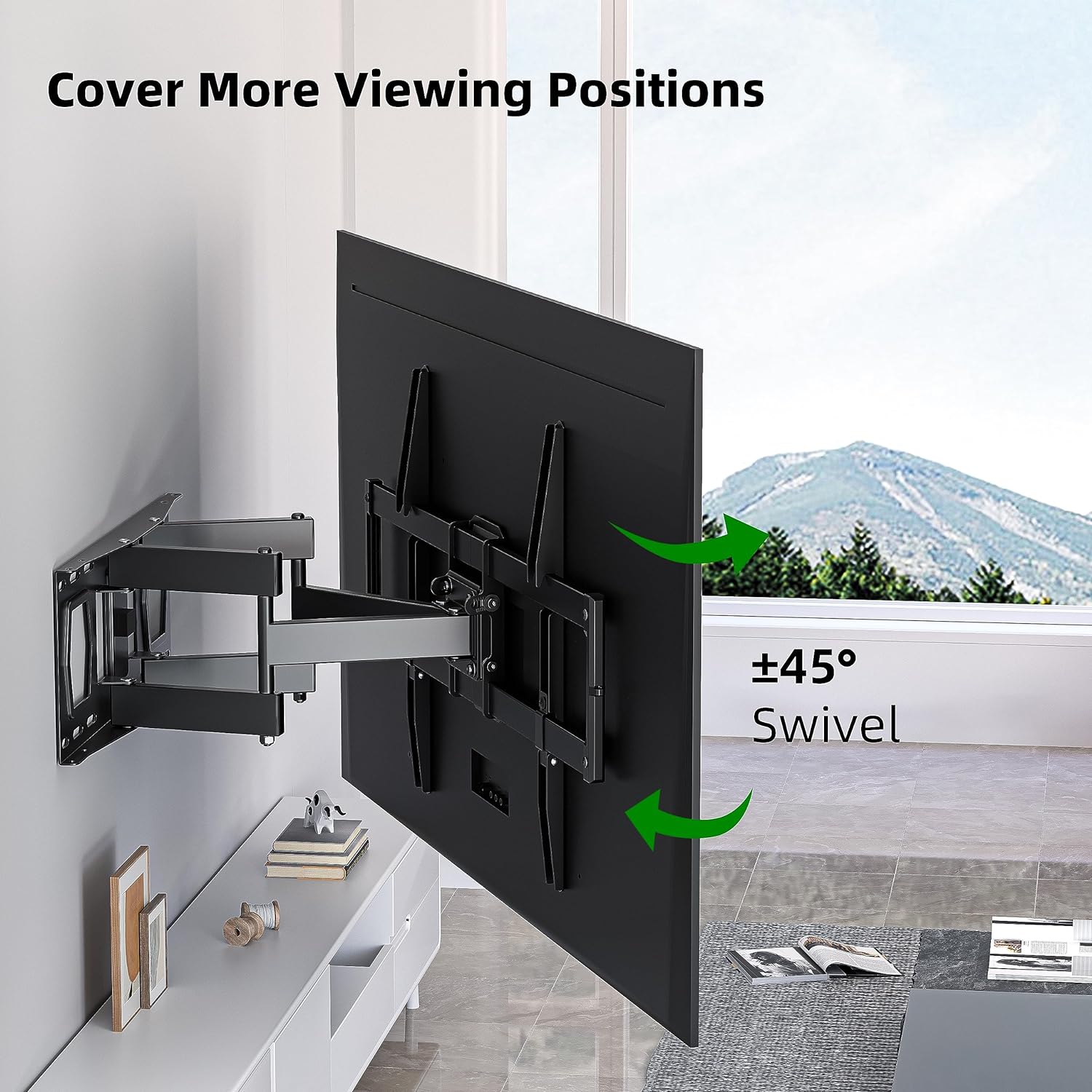AUCT 19630 - Full Motion TV Wall Mount for Most 37"-84" Flat Screen TV, Swivel or Tilt TV Wall Bracket - Image 3