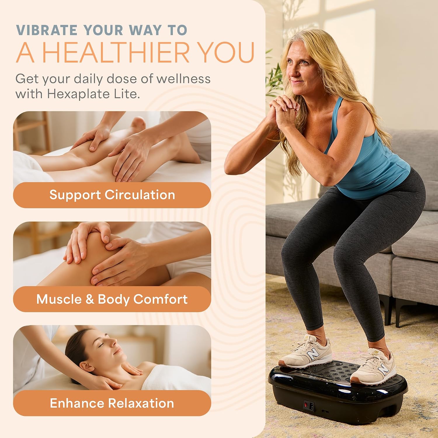 AUCT 18444 - $80 Lifepro HexaPlate Lite Compact Vibration Plate with Magnetic Acupoints | 10 Preset Pro - Image 3