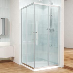 AUCT 18322l - $379 Corner Shower Door 36" x 36" x 72", Glass Shower Enclosure, Brushed Nickel | 1/4" SGC