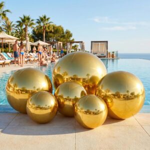 AUCT 18493 - $410 6PCS Inflatable Mirror Ball PVC Airtight Shiny Balls Inflatable Large Hanging&Standin