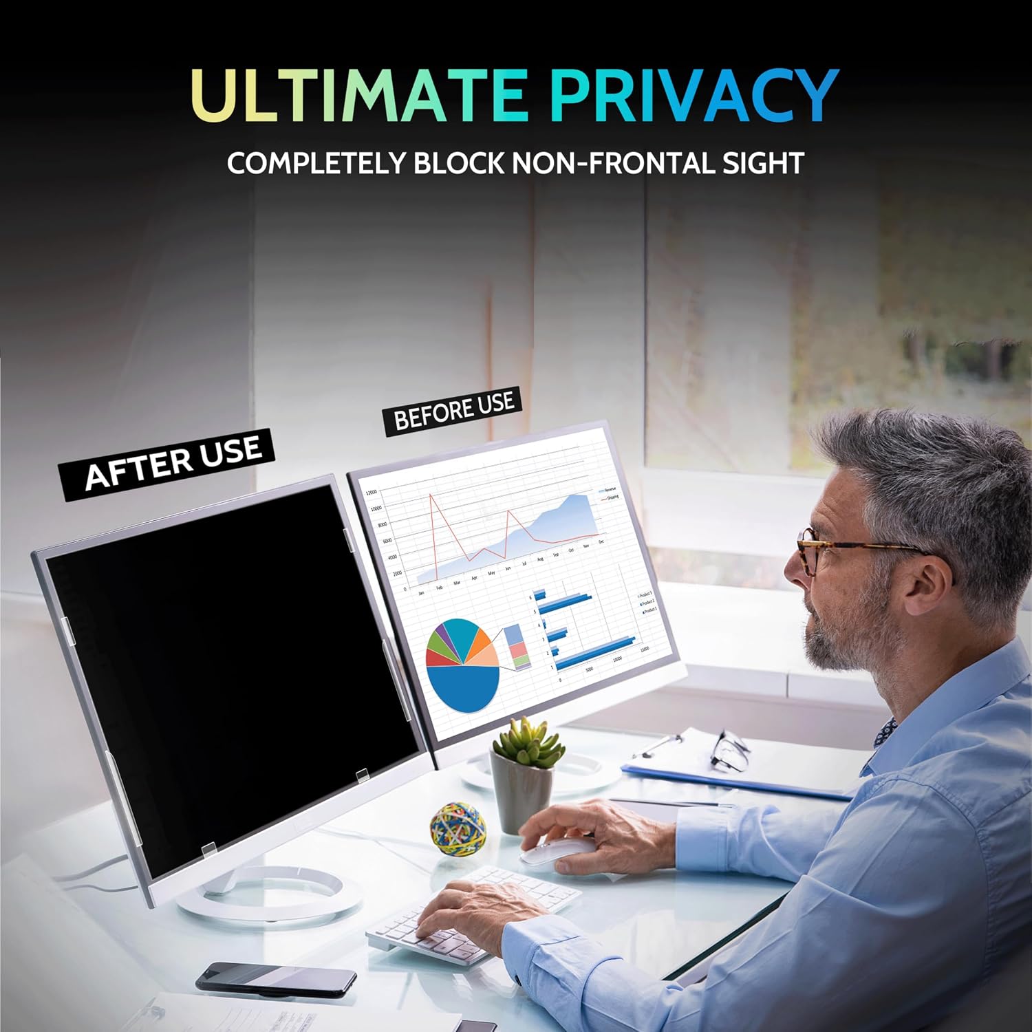 AUCT 18400 - $60 Peslv 2-Pack 24 Inch Privacy Screen for Computer Monitor 16:9 Aspect Ratio, Eye Protec - Image 3