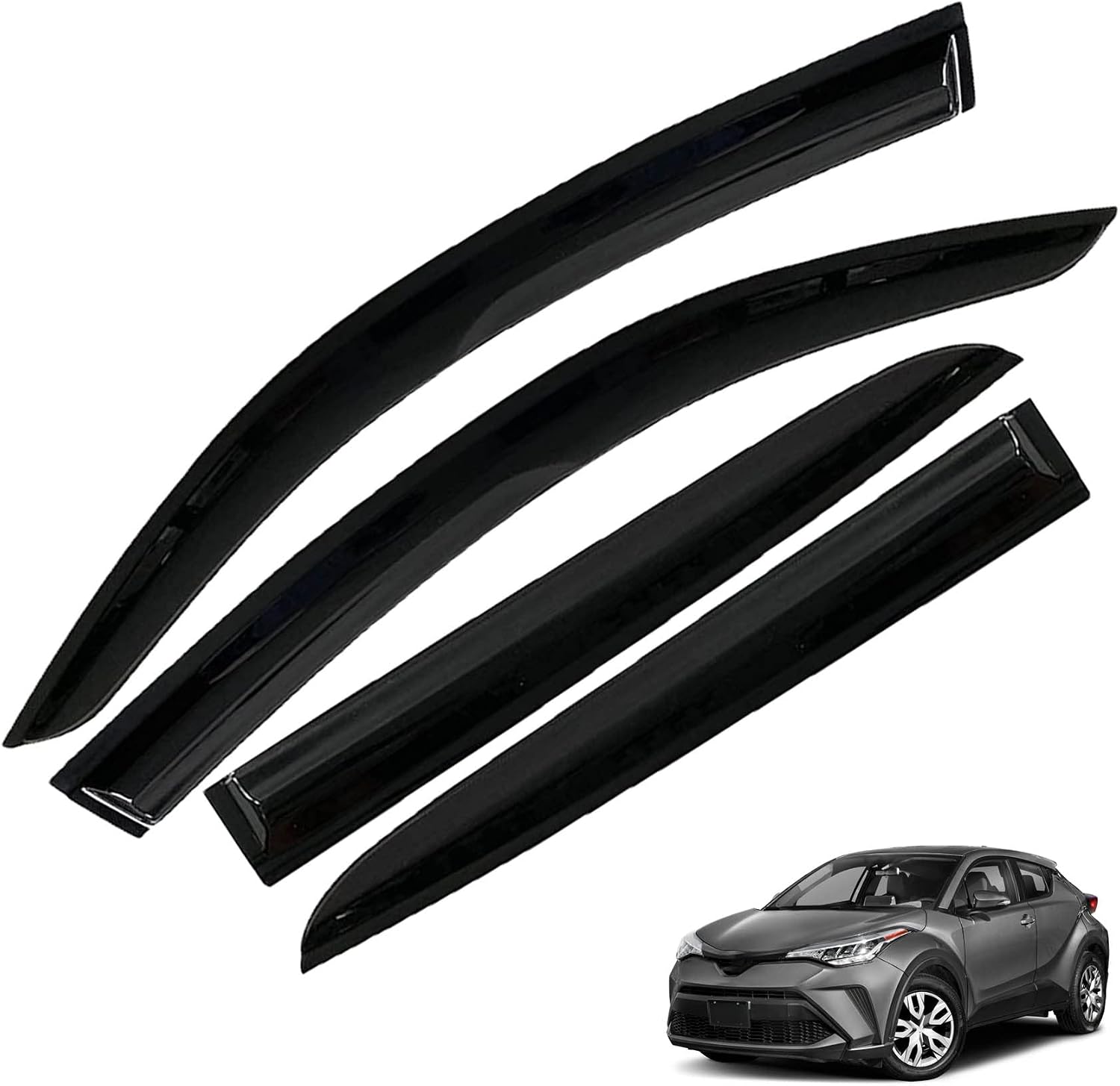 AUCT 18571 - Window Visors Sun Rain Guards - Window Deflectors for Car 4-Pack Vent Shade Deflector Repl