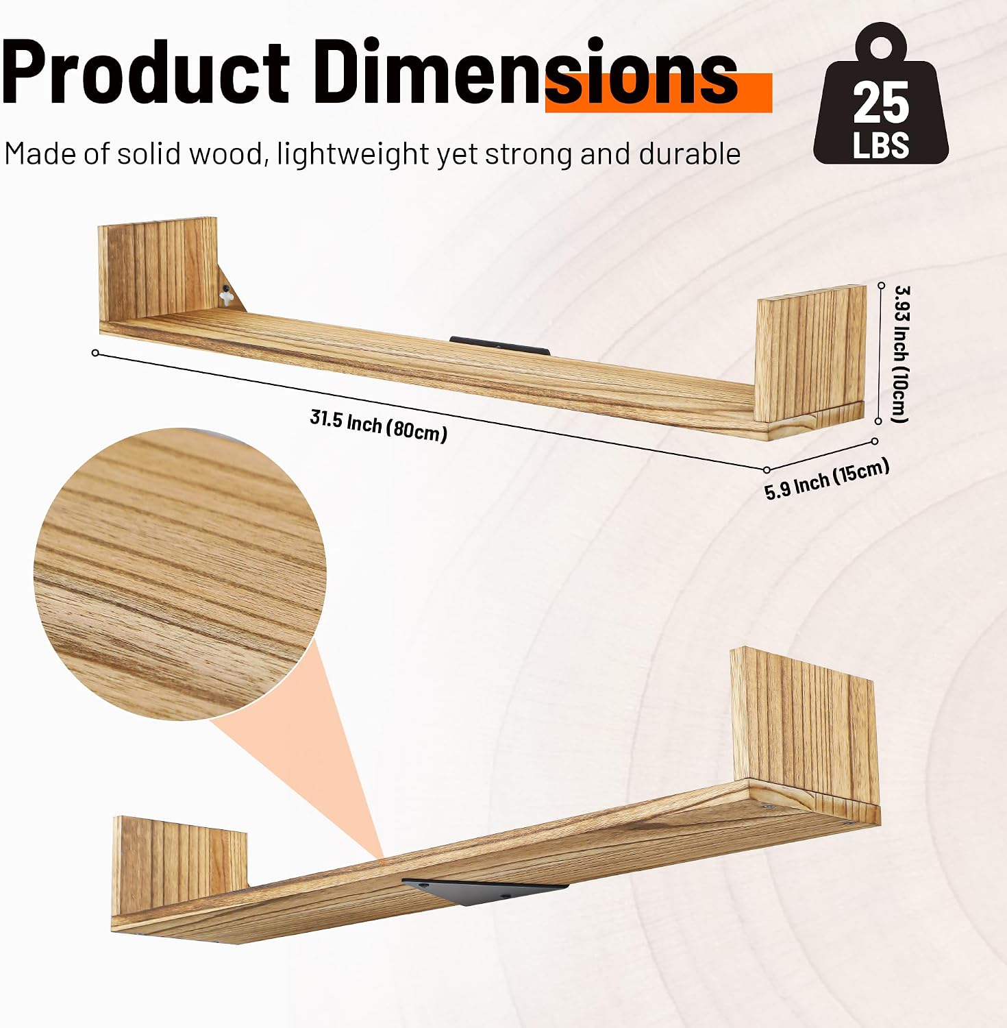 AUCT 17790 - Floating Bookshelves for Wall,Wall Bookshelf U Shaped,Hanging Book Shelf | 32 Inch Long St - Image 3