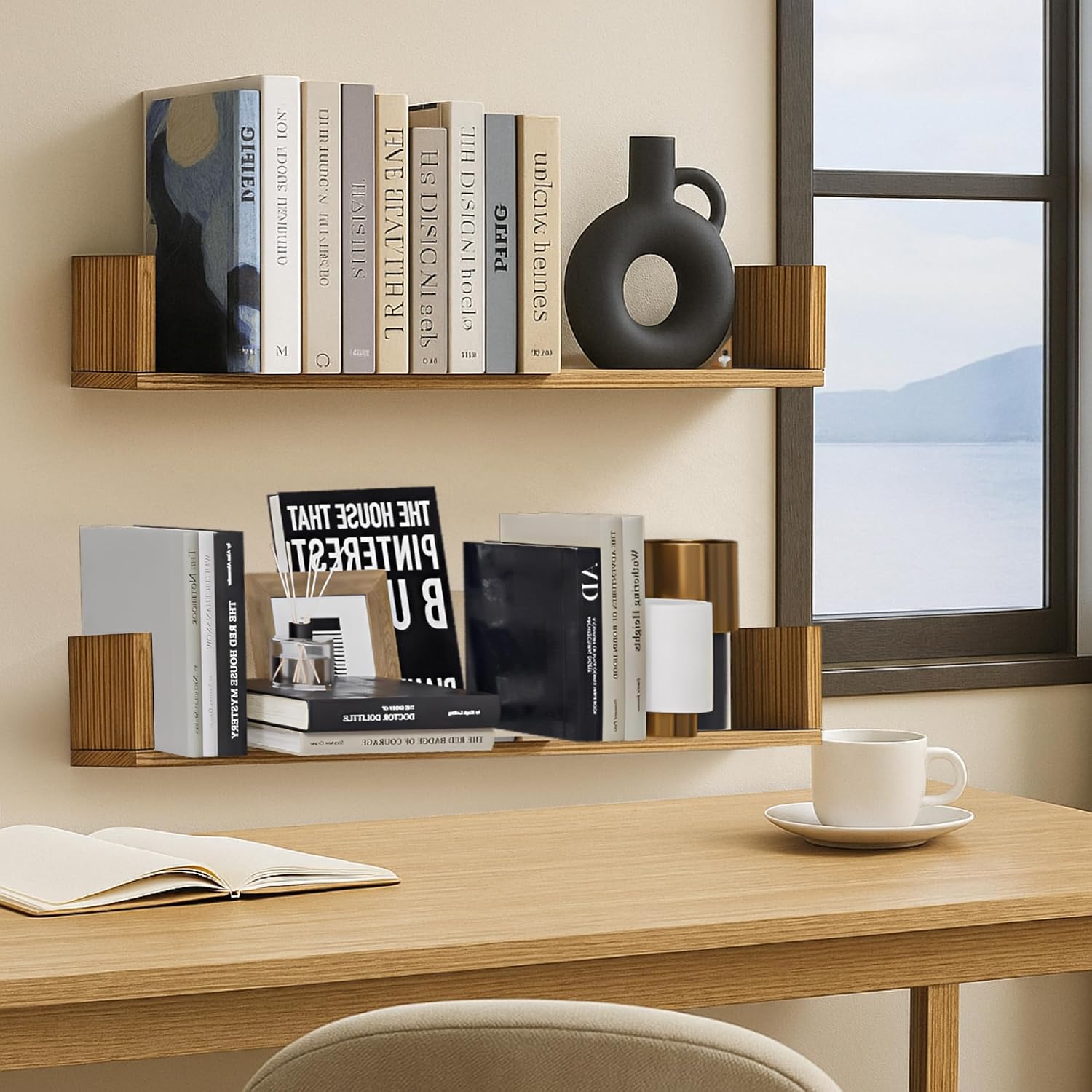 AUCT 17790 - Floating Bookshelves for Wall,Wall Bookshelf U Shaped,Hanging Book Shelf | 32 Inch Long St - Image 2