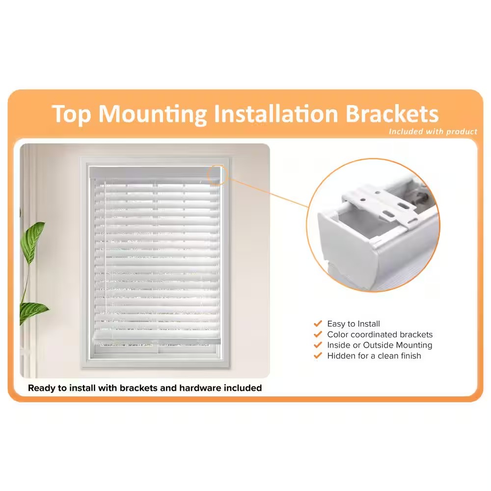AUCT 18496 - $378 9 units - White Cordless Faux Wood Blinds for Windows with 2 in. Slats - 33.5 in. W x - Image 3