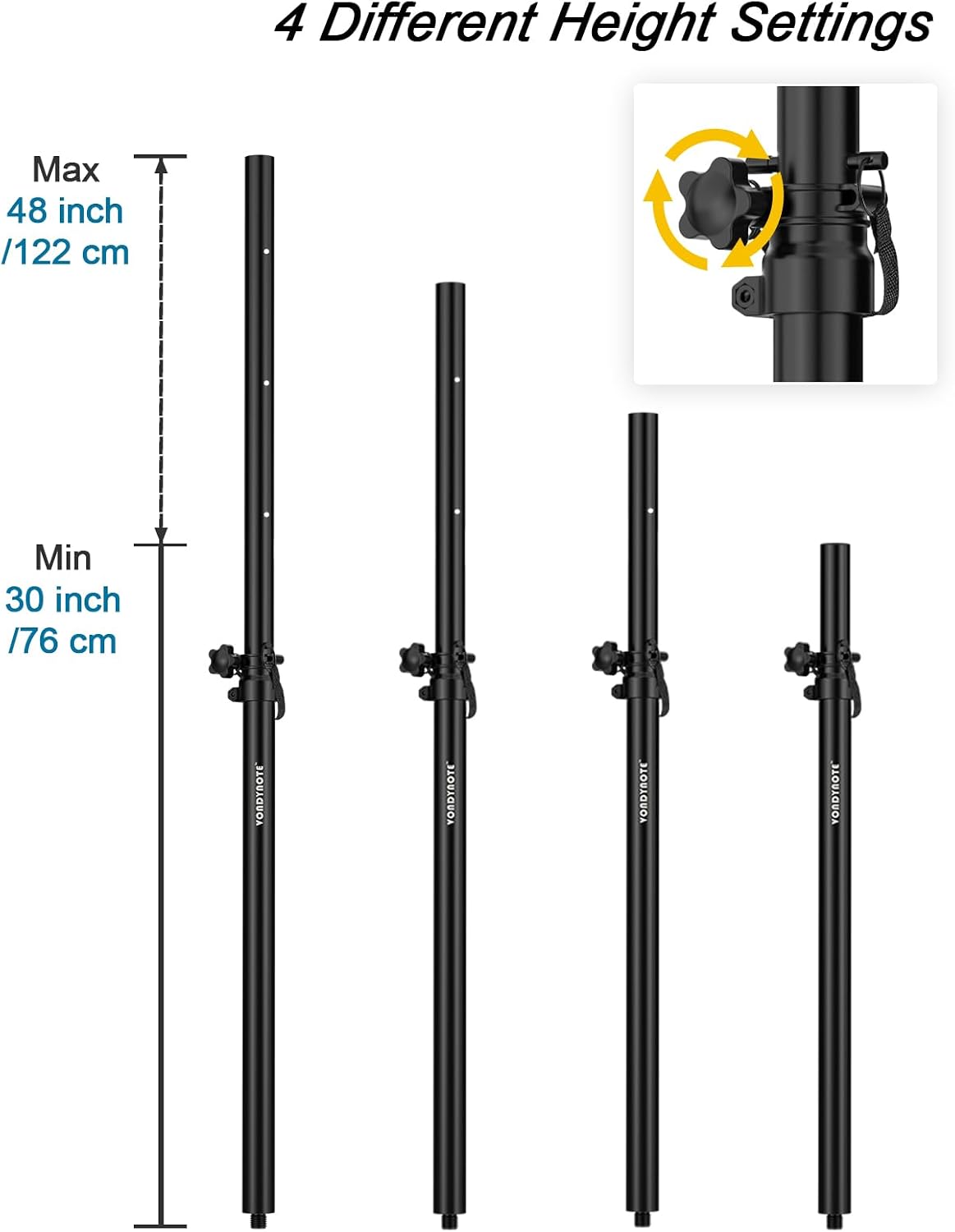 AUCT 18451 - Vondynote Speaker Poles for Subwoofer M20 Speaker Pole Extender, Set of 2 | 30"-48" Adjust - Image 2