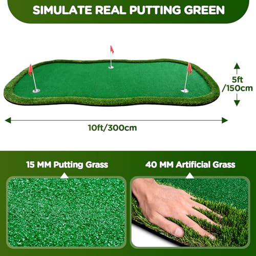 AUCT 18948 - $200 Golf Putting Green Indoor Outdoor Practice Putting Mat 5x10ft - Image 2