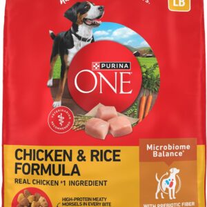 AUCT 18523 - Purina ONE Chicken & Rice Formula Dry Dog Food, 16.5 lb Bag | High protein dog food with a