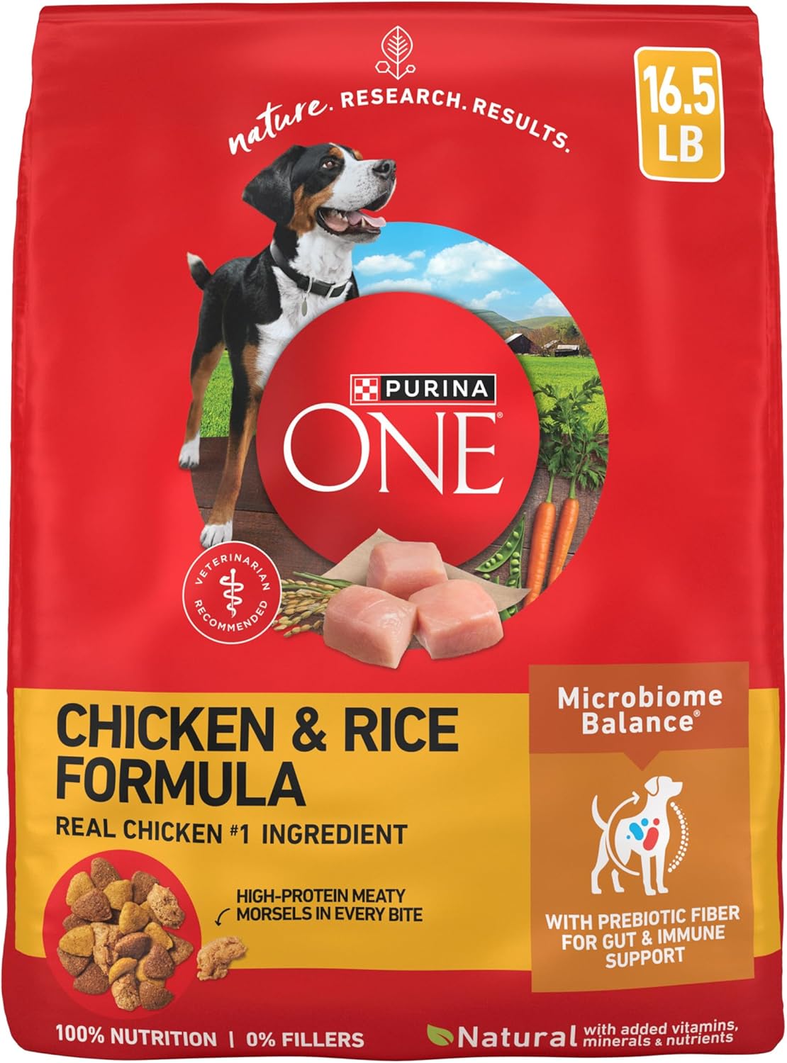 AUCT 18523 - Purina ONE Chicken & Rice Formula Dry Dog Food, 16.5 lb Bag | High protein dog food with a