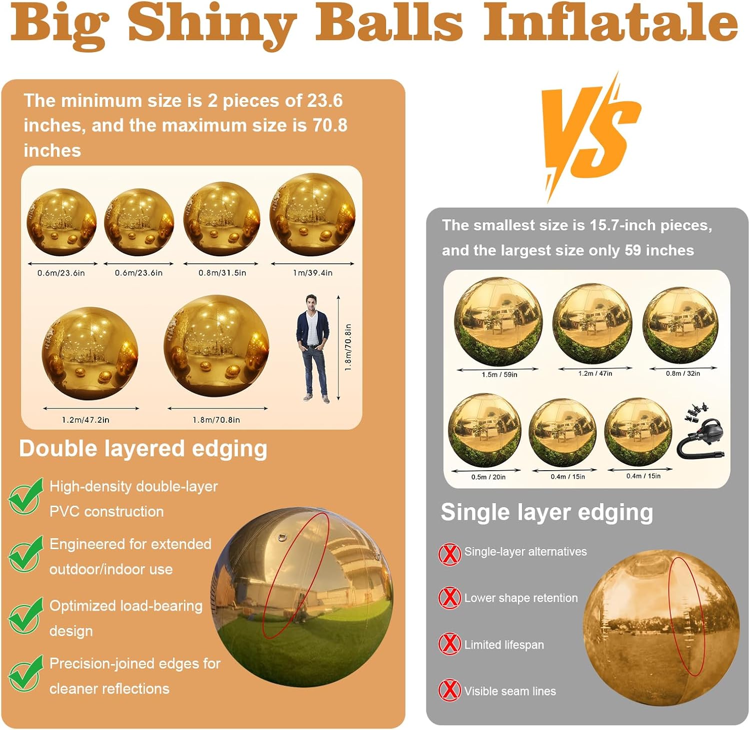 AUCT 18493 - $410 6PCS Inflatable Mirror Ball PVC Airtight Shiny Balls Inflatable Large Hanging&Standin - Image 4