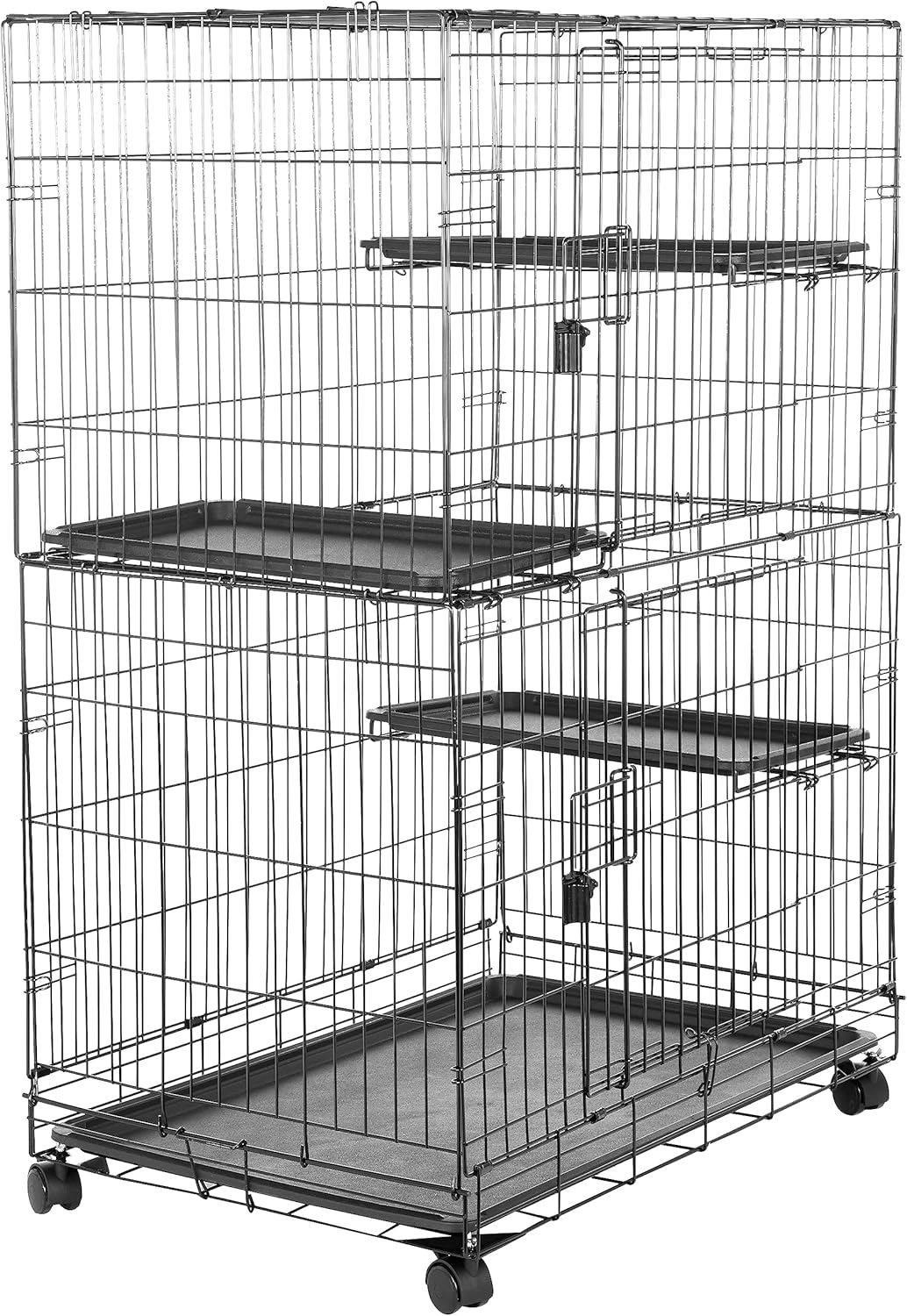 AUCT 17783 - $85 Amazon Basics Large 3-Tier Cat Cage Playpen with Easy to Clean Removable Tray, Front D