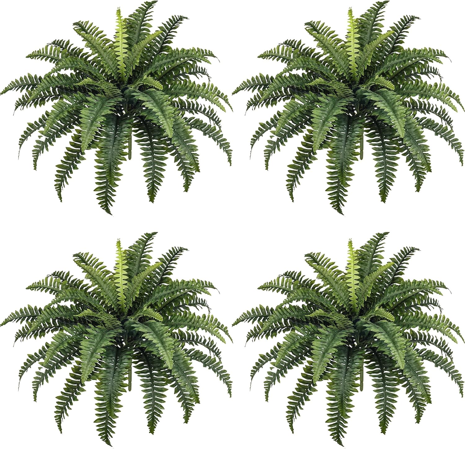 AUCT 18581 - $53 FOREST PRINCE 35" Fake Ferns Artificial Boston Ferns for Outdoors 4-Pack | UV-Resistan
