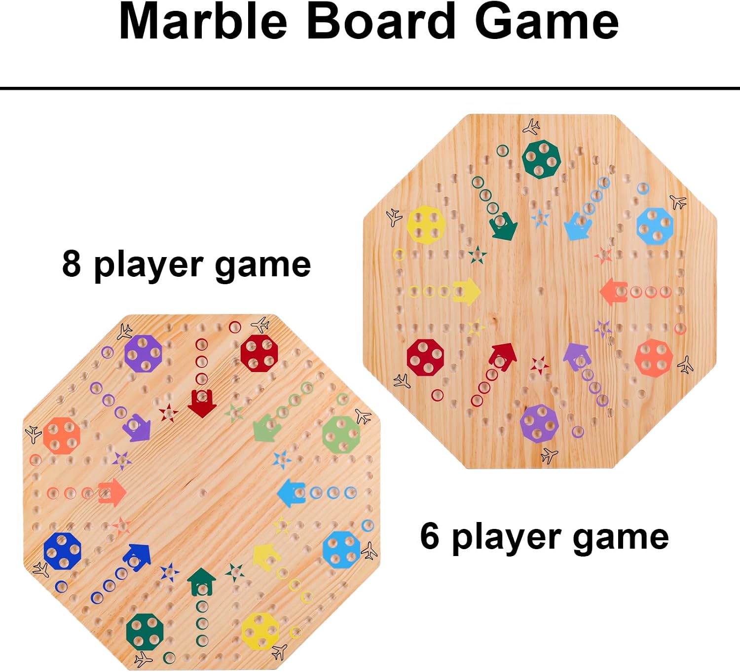 AUCT 18720 - $63 Original Marble Game Wahoo Board Game Double Sided Painted Wooden Fast Track Board Gam - Image 4