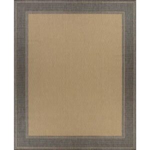 AUCT 19095 - $139 Hampton Bay Black/Beige Texture Border 8 ft. x 10 ft. Indoor/Outdoor Area Rug