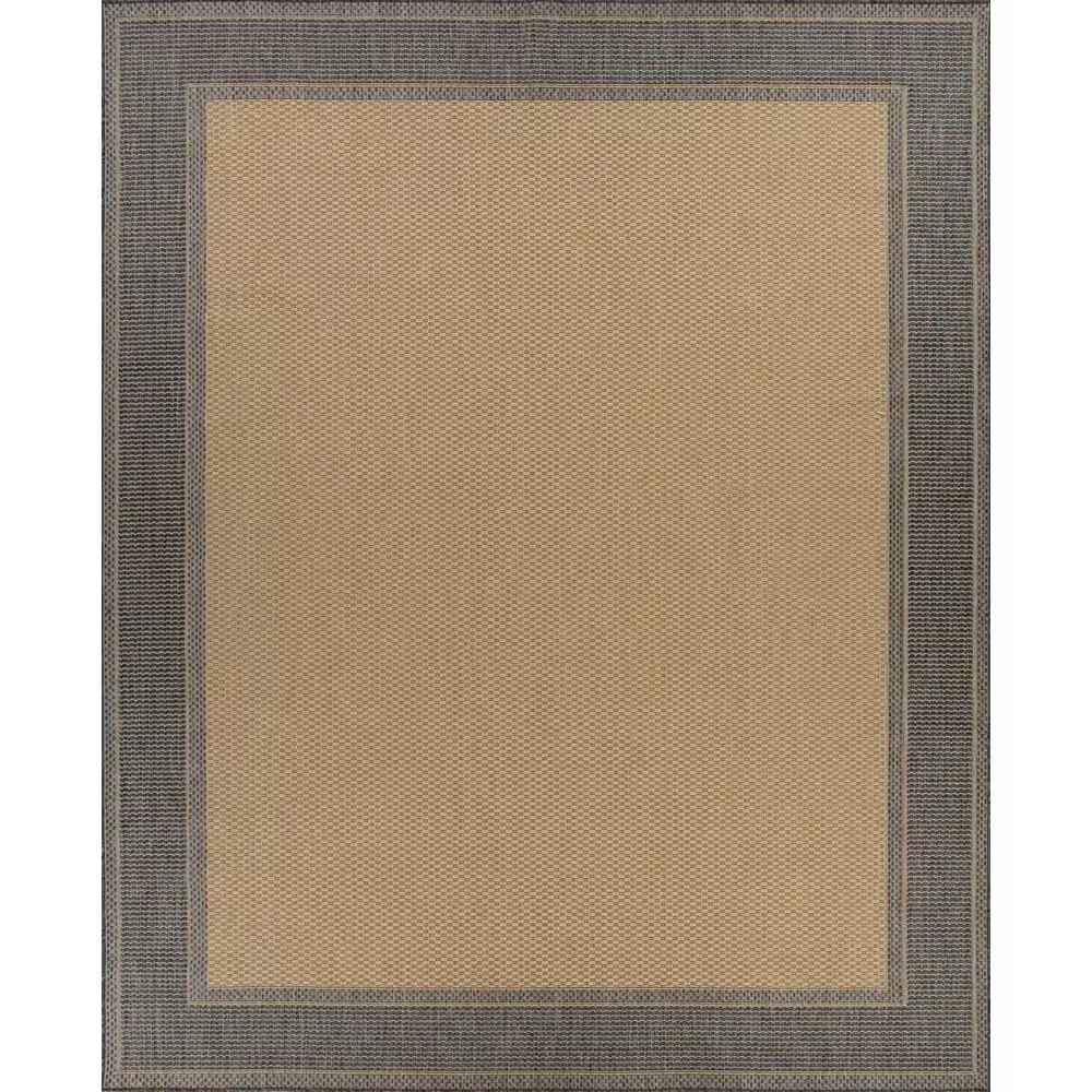 AUCT 19095 - $139 Hampton Bay Black/Beige Texture Border 8 ft. x 10 ft. Indoor/Outdoor Area Rug