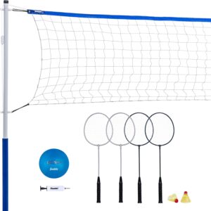 AUCT 18347 - Franklin Sports Volleyball + Badminton Sets - Beach + Backyard Game Set - Volleyball, Pump