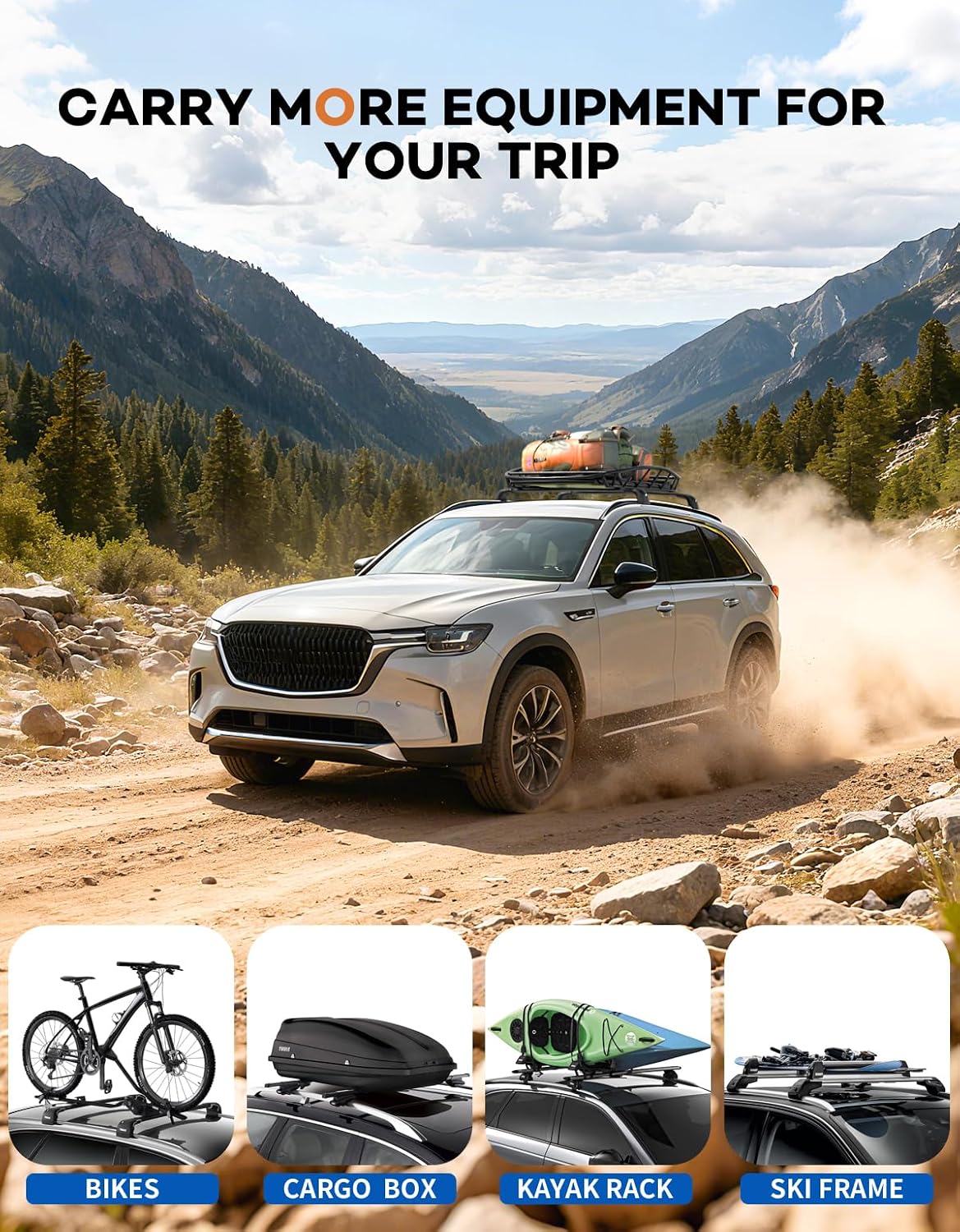 AUCT 18579 - $103 Wonderdriver Lockable Roof Rack Cross Bars 300lbs for CX90 CX-90 2024-2026 | Heavy Du - Image 4