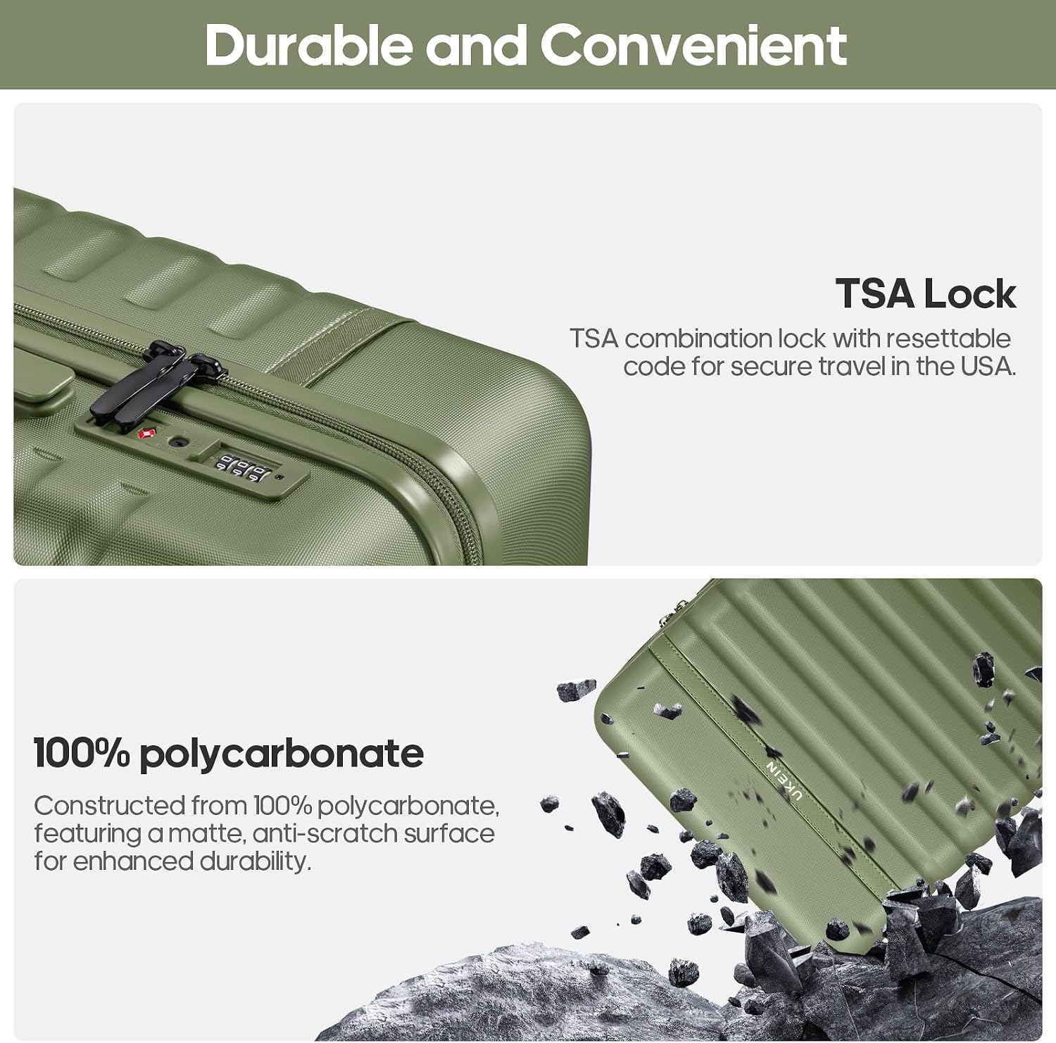 AUCT 18514 - $85 UKEIN Luggage Sets 3Piece, Carry On Luggage 20in Suitcase Set With Backpack | Carry On - Image 3