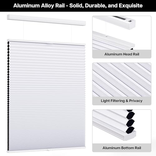 AUCT 18909 - $82 LazBlinds Top Down Bottom Up Cordless Cellular Shades, 35" W x 64" H, White - Image 2