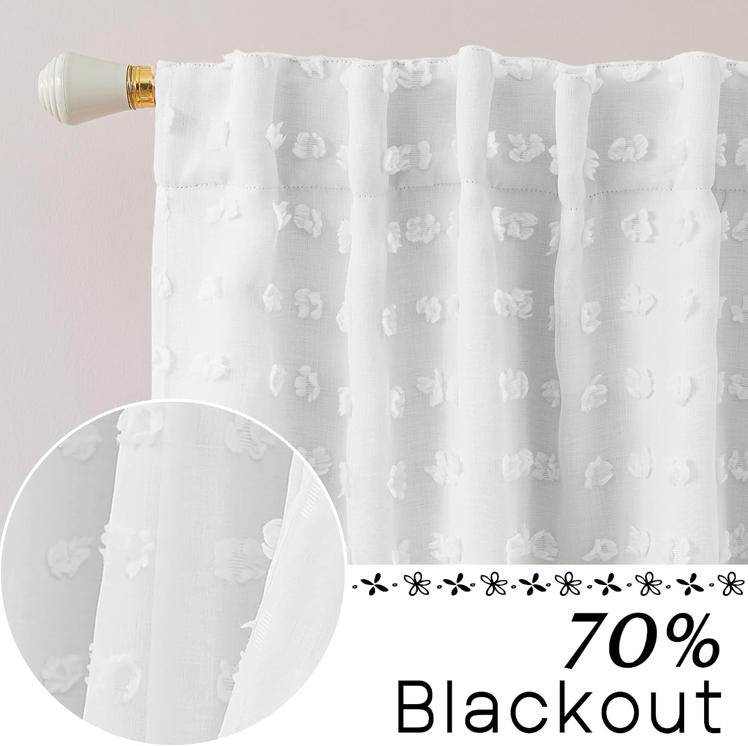 AUCT 19641 - $57 Closet Curtain for Open Closet,Sheer Overlay White Boho Flowy Floor to Ceiling Curtain - Image 2