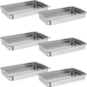 AUCT 18374 - $86 6 Pack Full Size Hotel Pans 2.5 Inch Deep with Hand, 304 Stainless Steel Steam Table,