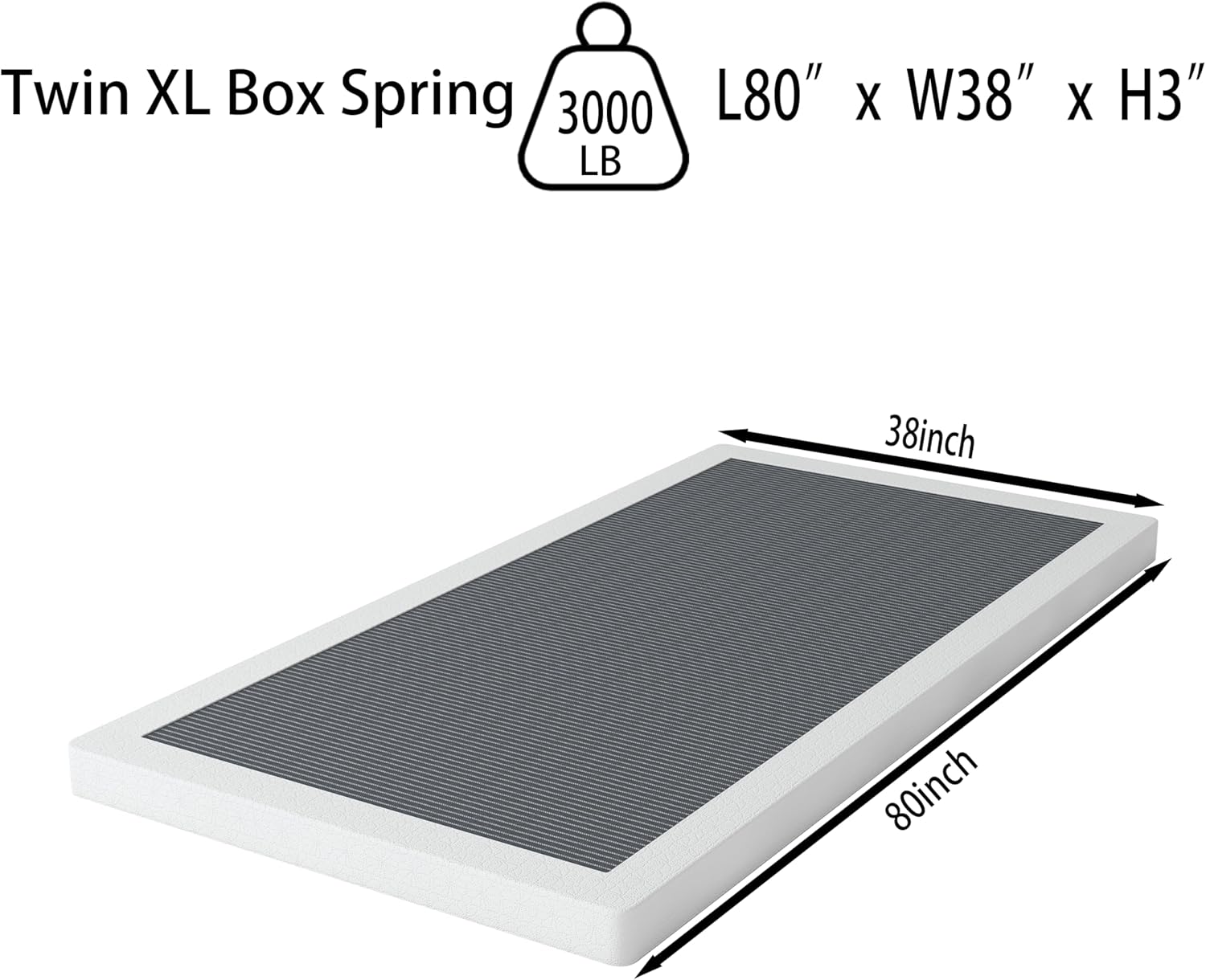AUCT 18256 - $67 OSASET Low Profile Box Spring Twin XL - 3 Inch Box Spring for Twin XL Heavy Duty Bed F - Image 2