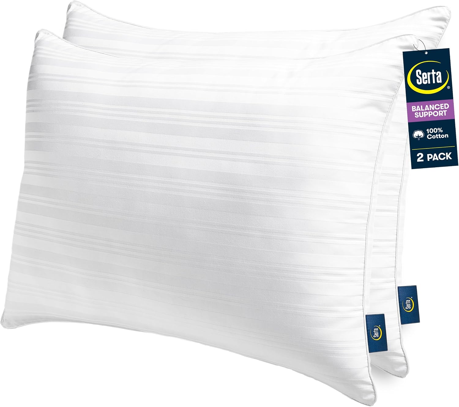 AUCT 19010 - Serta Down Illusion Balanced Support Cotton Pillows,Standard/Queen (2 Pack)